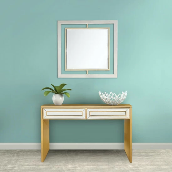 Camden Isle Virginia 48" Antique Gold Rectangle Glass Console Table Coffee & Side Tables 6 Camden Isle Virginia 48" Antique Gold Rectangle Glass Console Table Coffee & Side Tables - Image 6