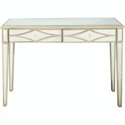 Camden Isle Huxley 48" Champagne Rectangle Glass Console Table Coffee & Side Tables