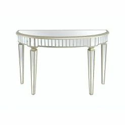 Camden Isle Marilyn 47.5 In. Champagne Half Moon Glass Console Table Coffee & Side Tables
