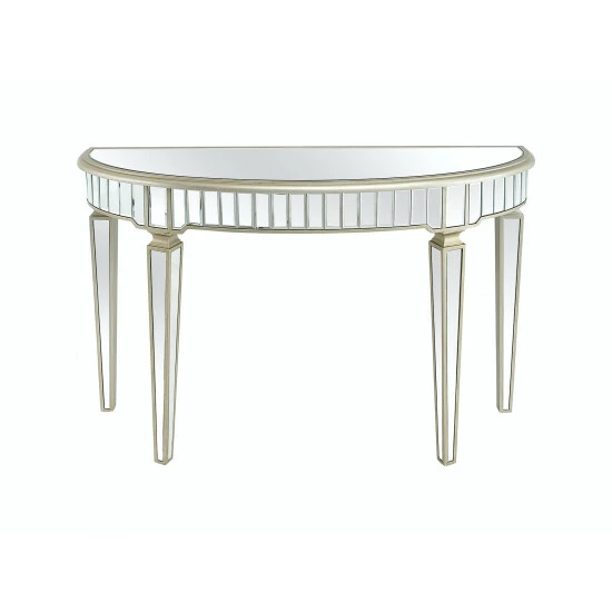 Camden Isle Marilyn 47.5 In. Champagne Half Moon Glass Console Table Coffee & Side Tables 1 Camden Isle Marilyn 47.5 In. Champagne Half Moon Glass Console Table Coffee & Side Tables