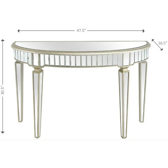 Camden Isle Marilyn 47.5 In. Champagne Half Moon Glass Console Table Coffee & Side Tables 5 Camden Isle Marilyn 47.5 In. Champagne Half Moon Glass Console Table Coffee & Side Tables - Image 5