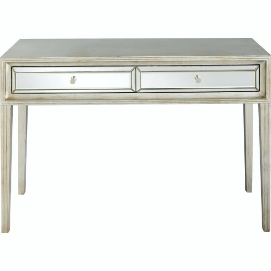 Camden Isle Delaney 48 In. Antique Silver Rectangle Glass Console Table Coffee & Side Tables