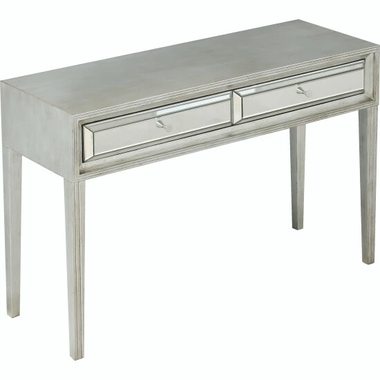 Camden Isle Delaney 48 In. Antique Silver Rectangle Glass Console Table Coffee & Side Tables - Image 3
