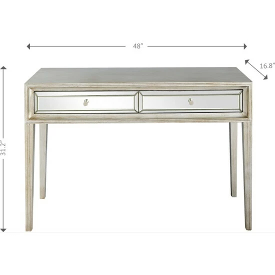 Camden Isle Delaney 48 In. Antique Silver Rectangle Glass Console Table Coffee & Side Tables - Image 5