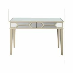 Camden Isle Keeley 48" Antique Silver Rectangle Glass Console Table Coffee & Side Tables