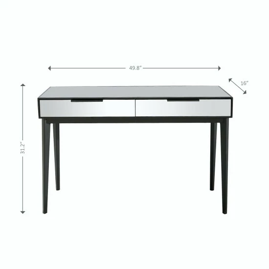 Camden Isle Renata 49.08 In. Black Rectangle Glass Console Table Coffee & Side Tables - Image 4