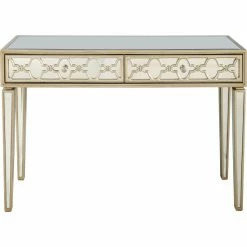 Camden Isle Arielle 48 In. Champagne Rectangle Glass Console Table Coffee & Side Tables