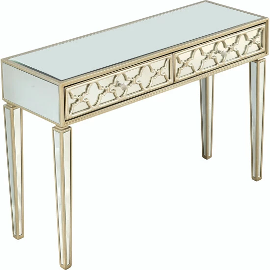 Camden Isle Arielle 48 In. Champagne Rectangle Glass Console Table Coffee & Side Tables 3 Camden Isle Arielle 48 In. Champagne Rectangle Glass Console Table Coffee & Side Tables - Image 3