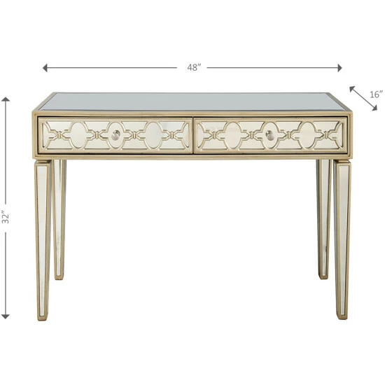 Camden Isle Arielle 48 In. Champagne Rectangle Glass Console Table Coffee & Side Tables 5 Camden Isle Arielle 48 In. Champagne Rectangle Glass Console Table Coffee & Side Tables - Image 5