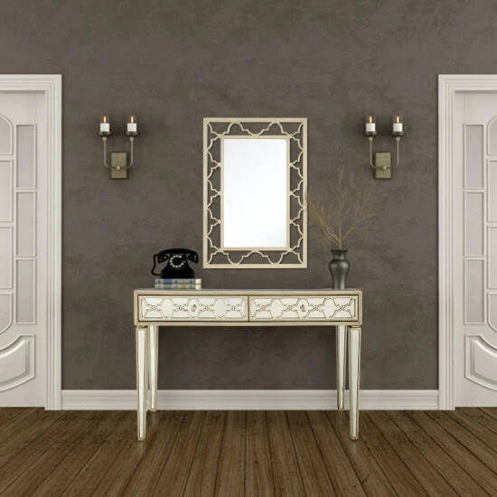 Camden Isle Arielle 48 In. Champagne Rectangle Glass Console Table Coffee & Side Tables 6 Camden Isle Arielle 48 In. Champagne Rectangle Glass Console Table Coffee & Side Tables - Image 6