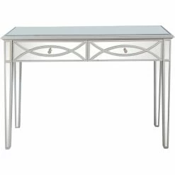 Camden Isle Helena 48" Silver Rectangle Glass Console Table Coffee & Side Tables