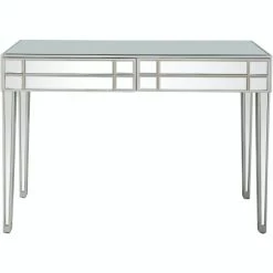 Camden Isle Vera 48" Rectangle Glass Console Table - Silver Coffee & Side Tables