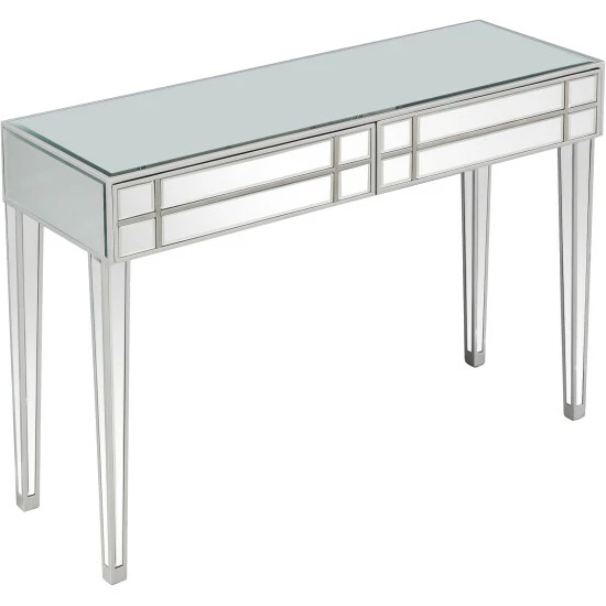 Camden Isle Vera 48" Rectangle Glass Console Table - Silver Coffee & Side Tables 3 Camden Isle Vera 48" Rectangle Glass Console Table - Silver Coffee & Side Tables - Image 3