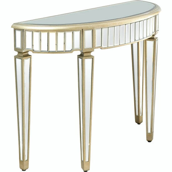 Camden Isle Celeste 43.25 In. Antique Silver Half Moon Glass Console Table Coffee & Side Tables 1 Camden Isle Celeste 43.25 In. Antique Silver Half Moon Glass Console Table Coffee & Side Tables