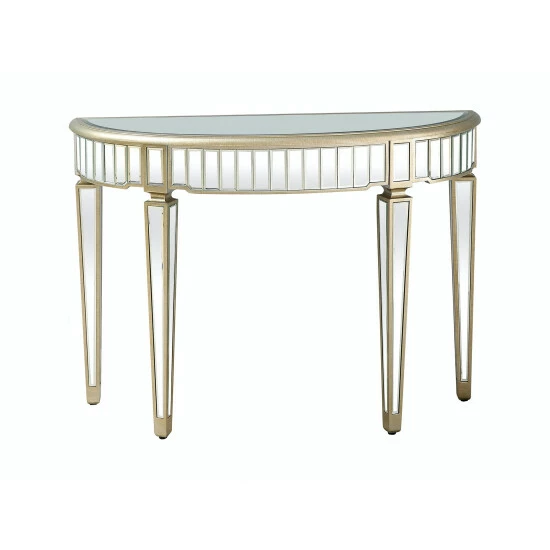Camden Isle Celeste 43.25 In. Antique Silver Half Moon Glass Console Table Coffee & Side Tables 2 Camden Isle Celeste 43.25 In. Antique Silver Half Moon Glass Console Table Coffee & Side Tables - Image 2