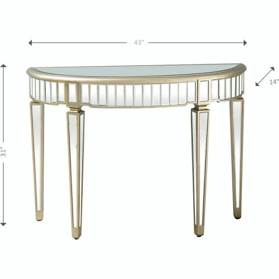 Camden Isle Celeste 43.25 In. Antique Silver Half Moon Glass Console Table Coffee & Side Tables 5 Camden Isle Celeste 43.25 In. Antique Silver Half Moon Glass Console Table Coffee & Side Tables - Image 5