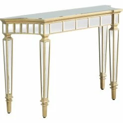 Camden Isle Phoebe 47.25 In. Antique Silver Free Form Glass Console Table Coffee & Side Tables