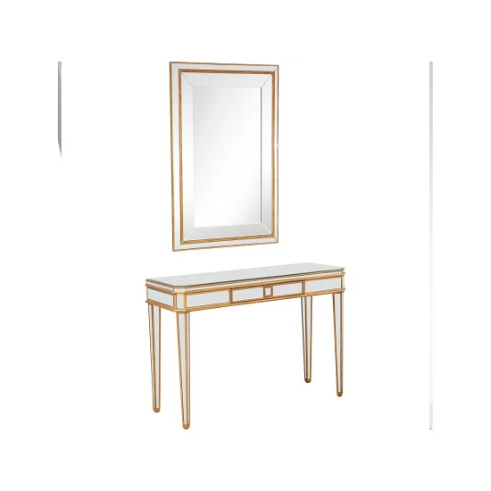 Camden Isle Finley 48 In. Antique Gold Rectangle Glass Console Table Coffee & Side Tables 2 Camden Isle Finley 48 In. Antique Gold Rectangle Glass Console Table Coffee & Side Tables - Image 2