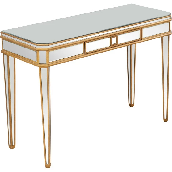 Camden Isle Finley 48 In. Antique Gold Rectangle Glass Console Table Coffee & Side Tables 3 Camden Isle Finley 48 In. Antique Gold Rectangle Glass Console Table Coffee & Side Tables - Image 3