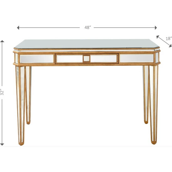 Camden Isle Finley 48 In. Antique Gold Rectangle Glass Console Table Coffee & Side Tables 4 Camden Isle Finley 48 In. Antique Gold Rectangle Glass Console Table Coffee & Side Tables - Image 4