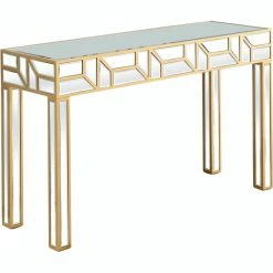 Camden Isle Cassandra 47.25 In. Gold Rectangle Glass Console Table Coffee & Side Tables