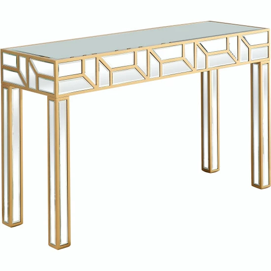 Camden Isle Cassandra 47.25 In. Gold Rectangle Glass Console Table Coffee & Side Tables