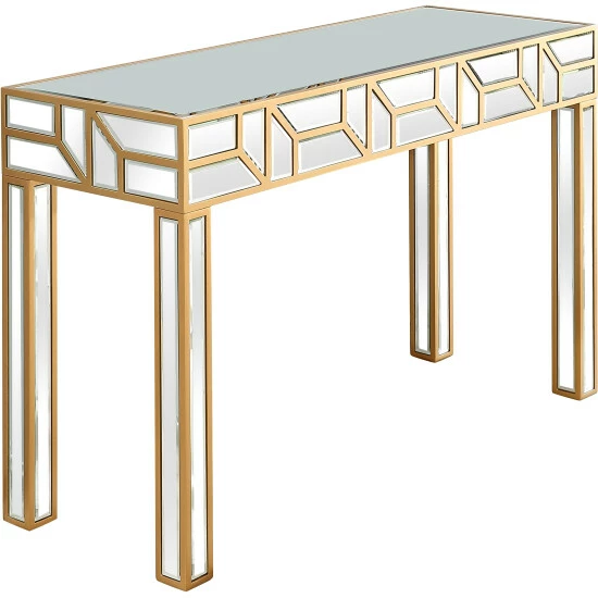 Camden Isle Cassandra 47.25 In. Gold Rectangle Glass Console Table Coffee & Side Tables - Image 4