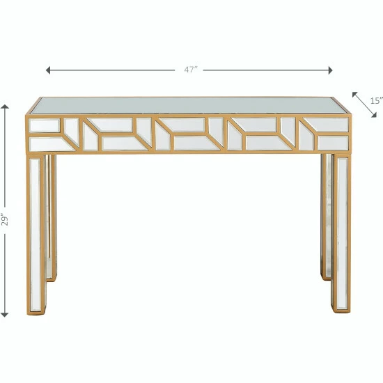 Camden Isle Cassandra 47.25 In. Gold Rectangle Glass Console Table Coffee & Side Tables - Image 5