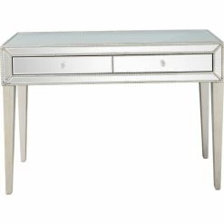 Camden Isle Alice 48" Antique Silver Rectangle Glass Console Table Coffee & Side Tables