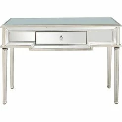 Camden Isle Morgan 48 In. Silver Rectangle Glass Console Table Coffee & Side Tables