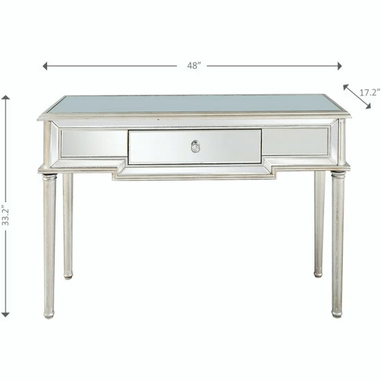 Camden Isle Morgan 48 In. Silver Rectangle Glass Console Table Coffee & Side Tables 5 Camden Isle Morgan 48 In. Silver Rectangle Glass Console Table Coffee & Side Tables - Image 5