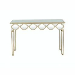 Camden Isle Yasmina 47.25" Rectangle Glass Console Table - Antique Silver Coffee & Side Tables