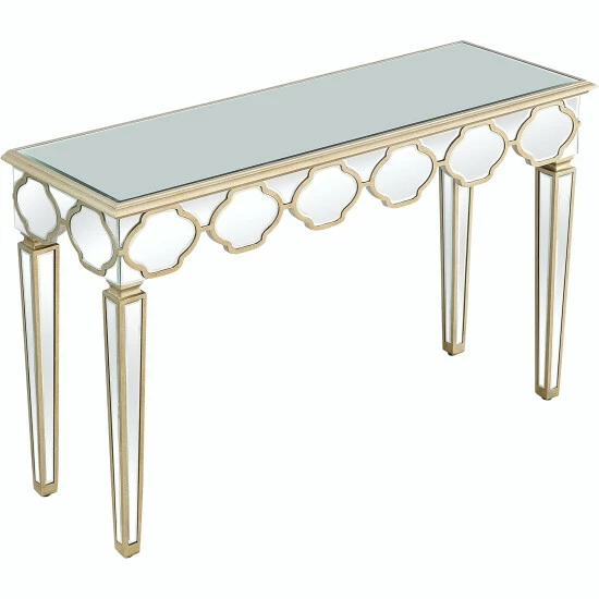 Camden Isle Yasmina 47.25" Rectangle Glass Console Table - Antique Silver Coffee & Side Tables 3 Camden Isle Yasmina 47.25" Rectangle Glass Console Table - Antique Silver Coffee & Side Tables - Image 3