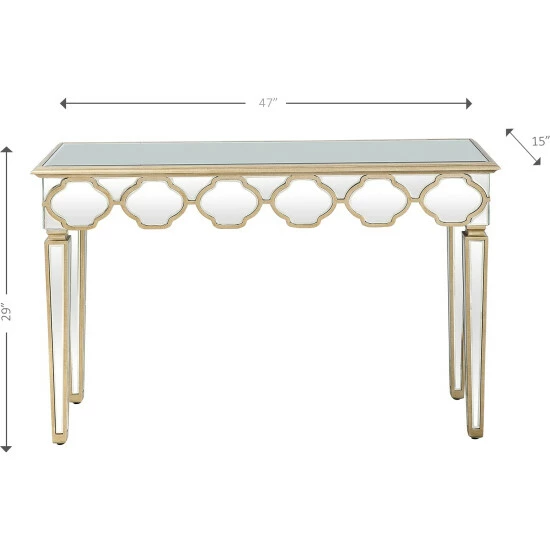 Camden Isle Yasmina 47.25" Rectangle Glass Console Table - Antique Silver Coffee & Side Tables 5 Camden Isle Yasmina 47.25" Rectangle Glass Console Table - Antique Silver Coffee & Side Tables - Image 5
