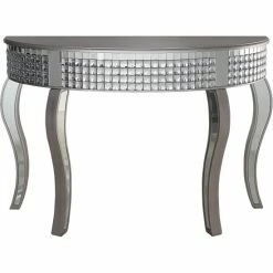 Camden Isle Galinda 47.2 In. Clear Half Moon Glass Console Table Coffee & Side Tables