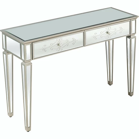 Camden Isle Miriam 47.25 In. Antique Silver Rectangle Glass Console Table Coffee & Side Tables 3 Camden Isle Miriam 47.25 In. Antique Silver Rectangle Glass Console Table Coffee & Side Tables - Image 3