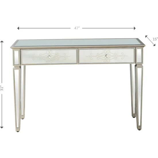 Camden Isle Miriam 47.25 In. Antique Silver Rectangle Glass Console Table Coffee & Side Tables 4 Camden Isle Miriam 47.25 In. Antique Silver Rectangle Glass Console Table Coffee & Side Tables - Image 4