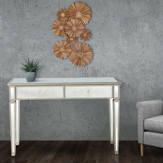 Camden Isle Miriam 47.25 In. Antique Silver Rectangle Glass Console Table Coffee & Side Tables 5 Camden Isle Miriam 47.25 In. Antique Silver Rectangle Glass Console Table Coffee & Side Tables - Image 5