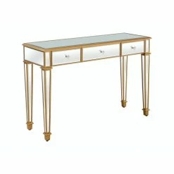 Camden Isle Cameron 47.25 In. Gold Rectangle Glass Console Table Coffee & Side Tables