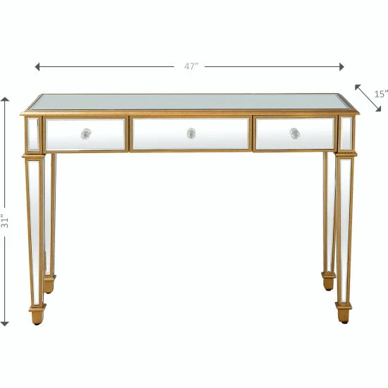Camden Isle Cameron 47.25 In. Gold Rectangle Glass Console Table Coffee & Side Tables 5 Camden Isle Cameron 47.25 In. Gold Rectangle Glass Console Table Coffee & Side Tables - Image 5