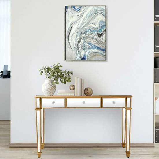 Camden Isle Cameron 47.25 In. Gold Rectangle Glass Console Table Coffee & Side Tables 6 Camden Isle Cameron 47.25 In. Gold Rectangle Glass Console Table Coffee & Side Tables - Image 6
