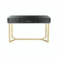 Camden Isle Sonya 47.2" Black Rectangle Glass Console Table Coffee & Side Tables