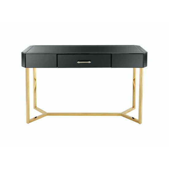 Camden Isle Sonya 47.2" Black Rectangle Glass Console Table Coffee & Side Tables