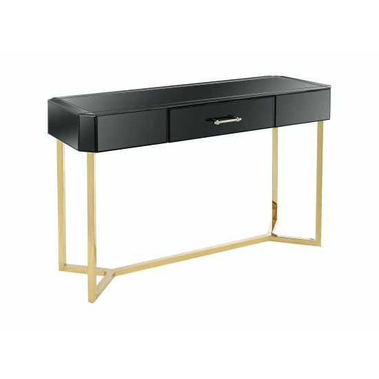Camden Isle Sonya 47.2" Black Rectangle Glass Console Table Coffee & Side Tables - Image 2