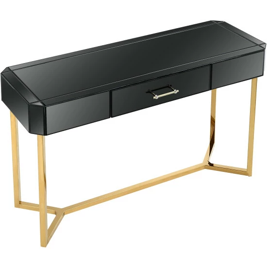 Camden Isle Sonya 47.2" Black Rectangle Glass Console Table Coffee & Side Tables - Image 3