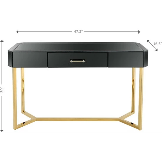 Camden Isle Sonya 47.2" Black Rectangle Glass Console Table Coffee & Side Tables - Image 5
