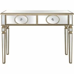 Camden Isle Holland 47.2" Champagne Rectangle Glass Console Table Coffee & Side Tables