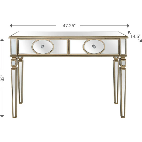 Camden Isle Holland 47.2" Champagne Rectangle Glass Console Table Coffee & Side Tables 5 Camden Isle Holland 47.2" Champagne Rectangle Glass Console Table Coffee & Side Tables - Image 5