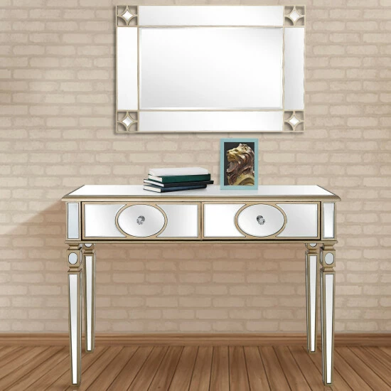 Camden Isle Holland 47.2" Champagne Rectangle Glass Console Table Coffee & Side Tables 6 Camden Isle Holland 47.2" Champagne Rectangle Glass Console Table Coffee & Side Tables - Image 6