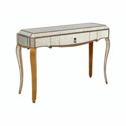 Camden Isle Astrid 47.25 In. Antique Gold Rectangle Glass Console Table Coffee & Side Tables